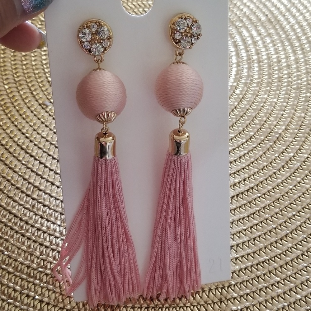 Awesome pink tassel earrings